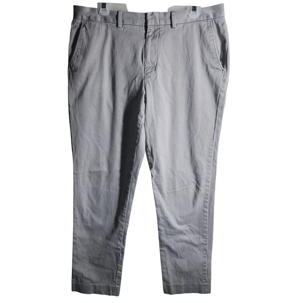 J Crew Bowery Stretch Slim Fit Chinos Pants Light‎ Gray Mens 34x32
